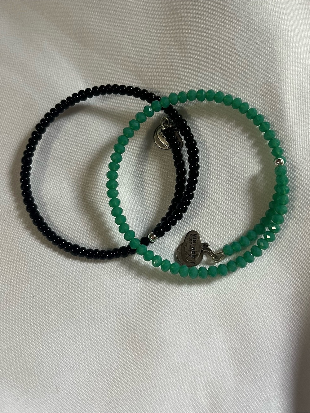 Alex & Ani Teal and Black Energy Infused Beaded Bracelet Bangles